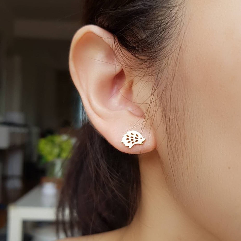 🎉 New Hedgehog Silver Stainless Steel Earrings